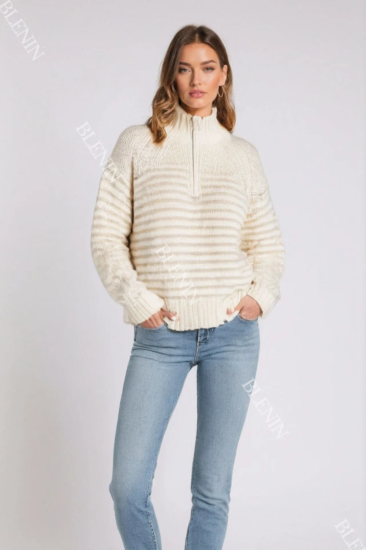 Old Money Half-Zip Neck Oversized Sweater