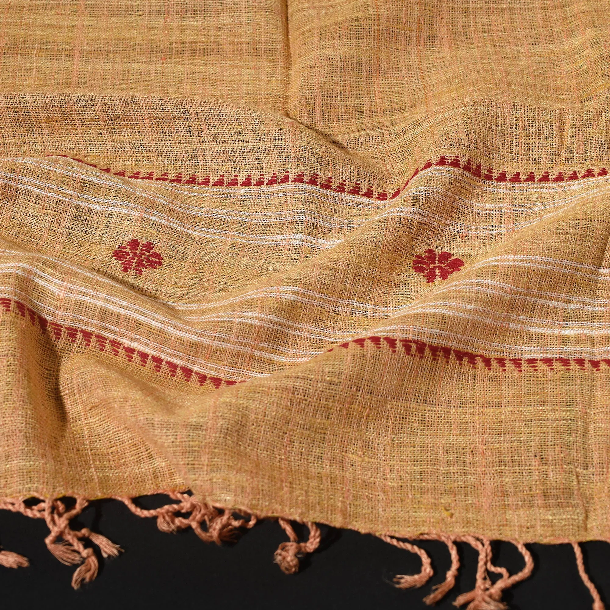 Orange - Traditional Handspun Handloom Eri Silk Natural Dyed Stole