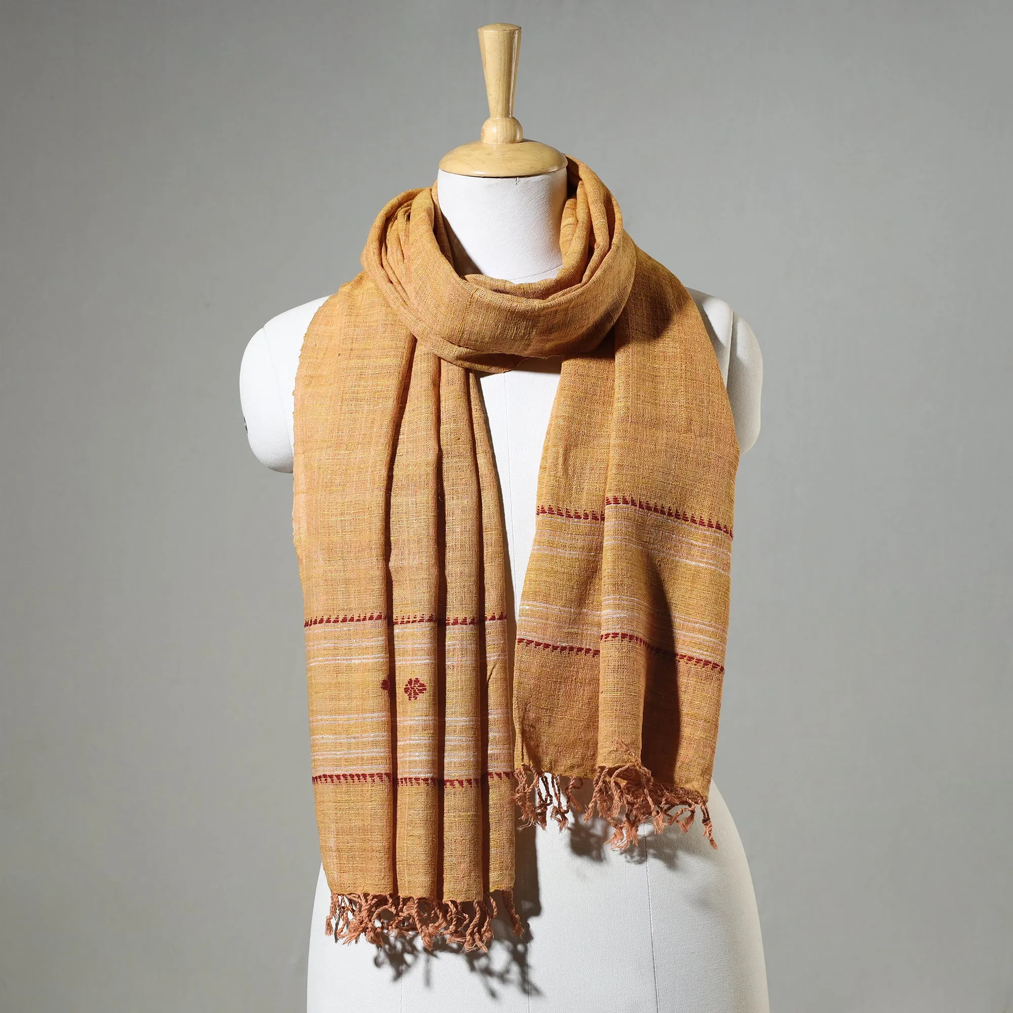 Orange - Traditional Handspun Handloom Eri Silk Natural Dyed Stole