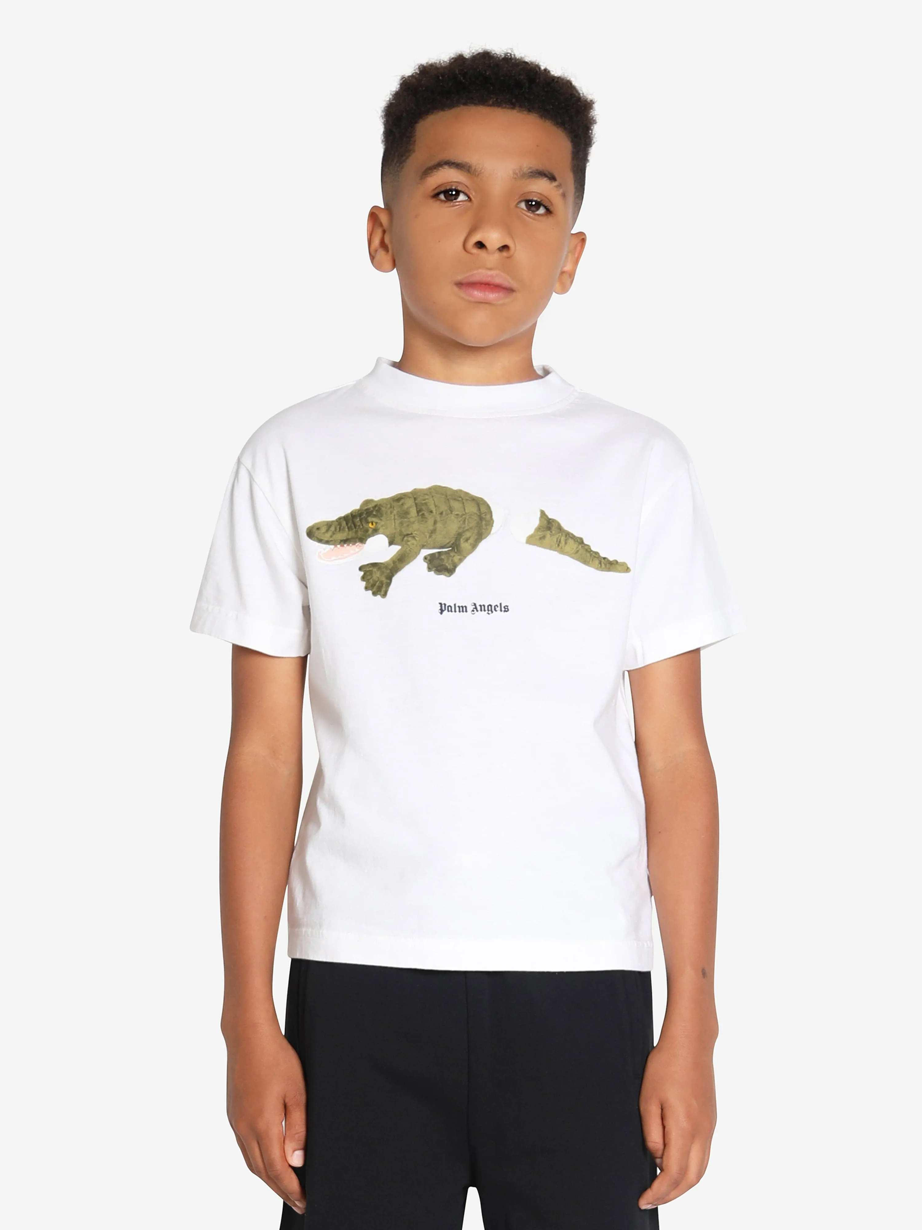 Palm Angels Boys Croco T-Shirt in White