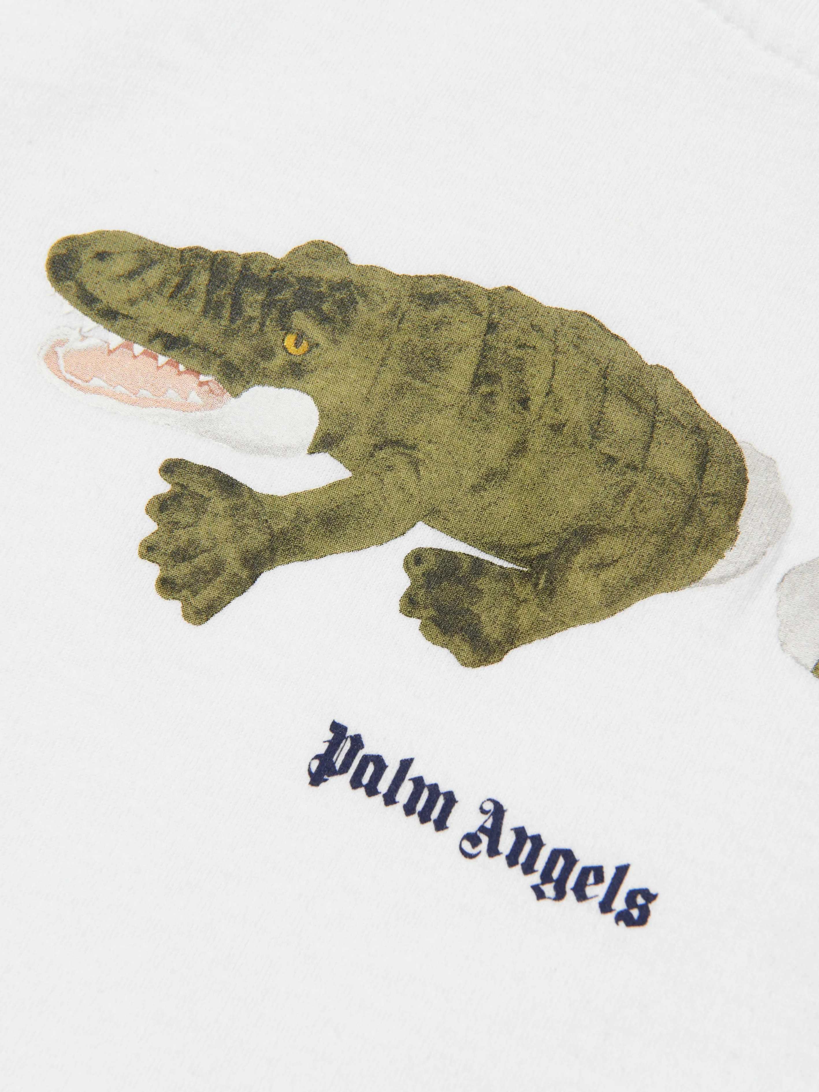 Palm Angels Boys Croco T-Shirt in White