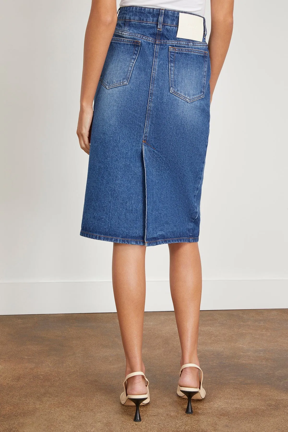 Pencil Skirt in Used Indigo Denim