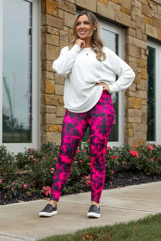 Pink and Black Tie Dye VDay Leggings