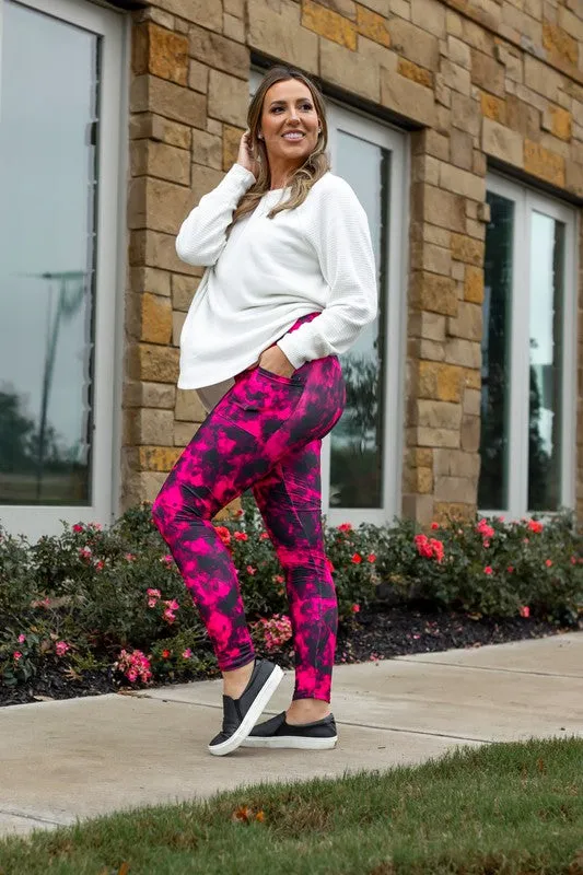 Pink and Black Tie Dye VDay Leggings