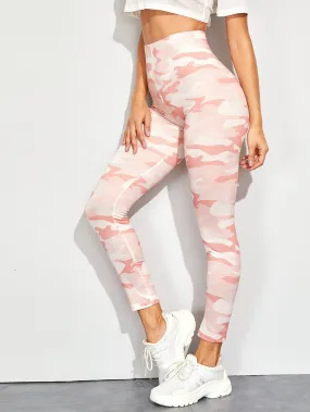 Pink Camo Print Skinny Leggings