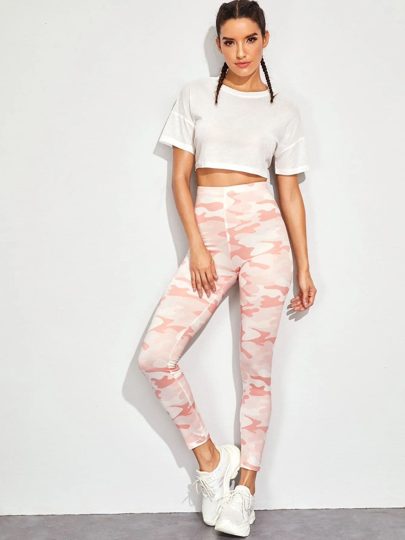 Pink Camo Print Skinny Leggings