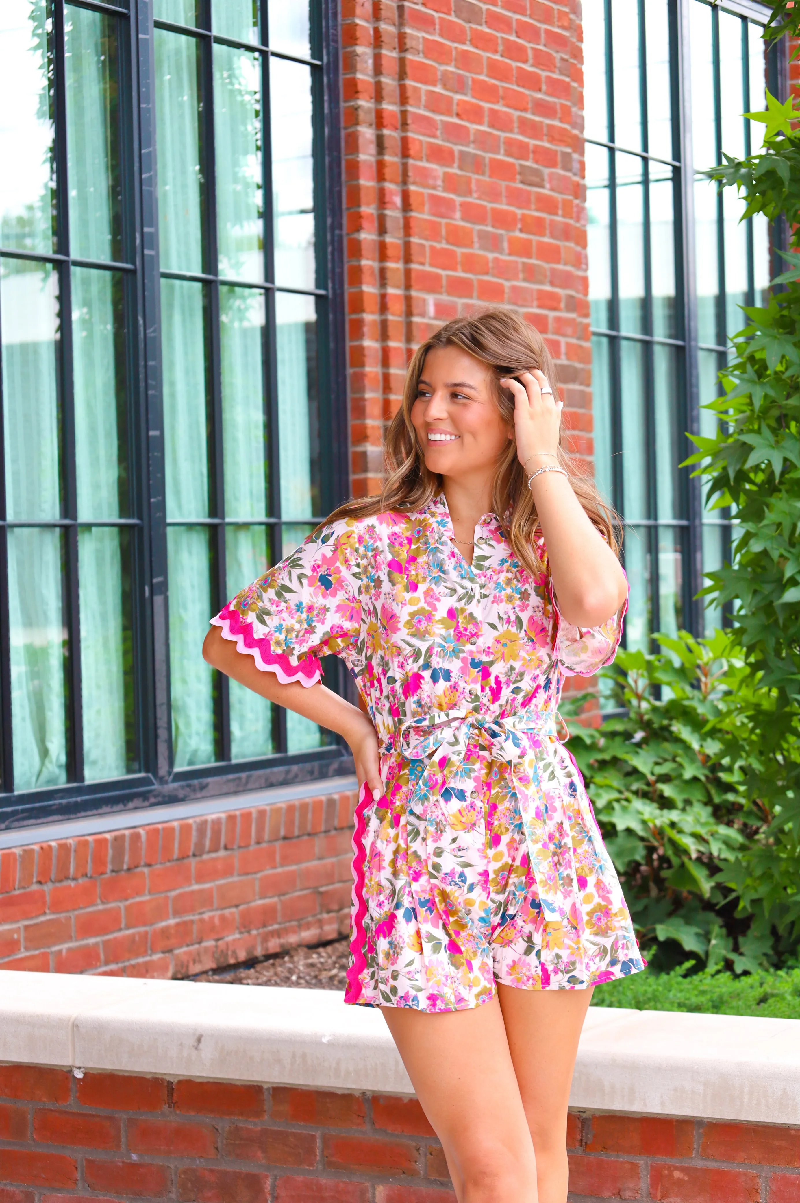 PINK FLORAL ROMPER