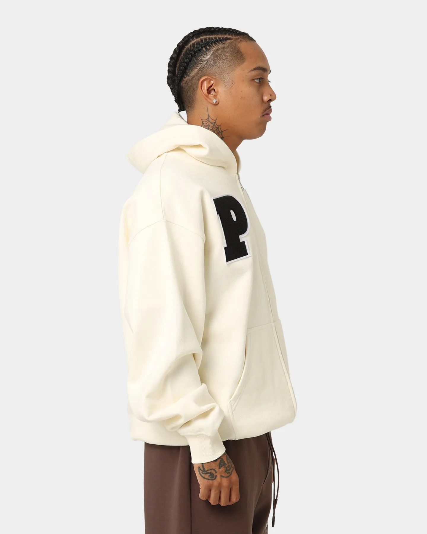 Playboy By CK Full Zip Varsity Hoodie Off White