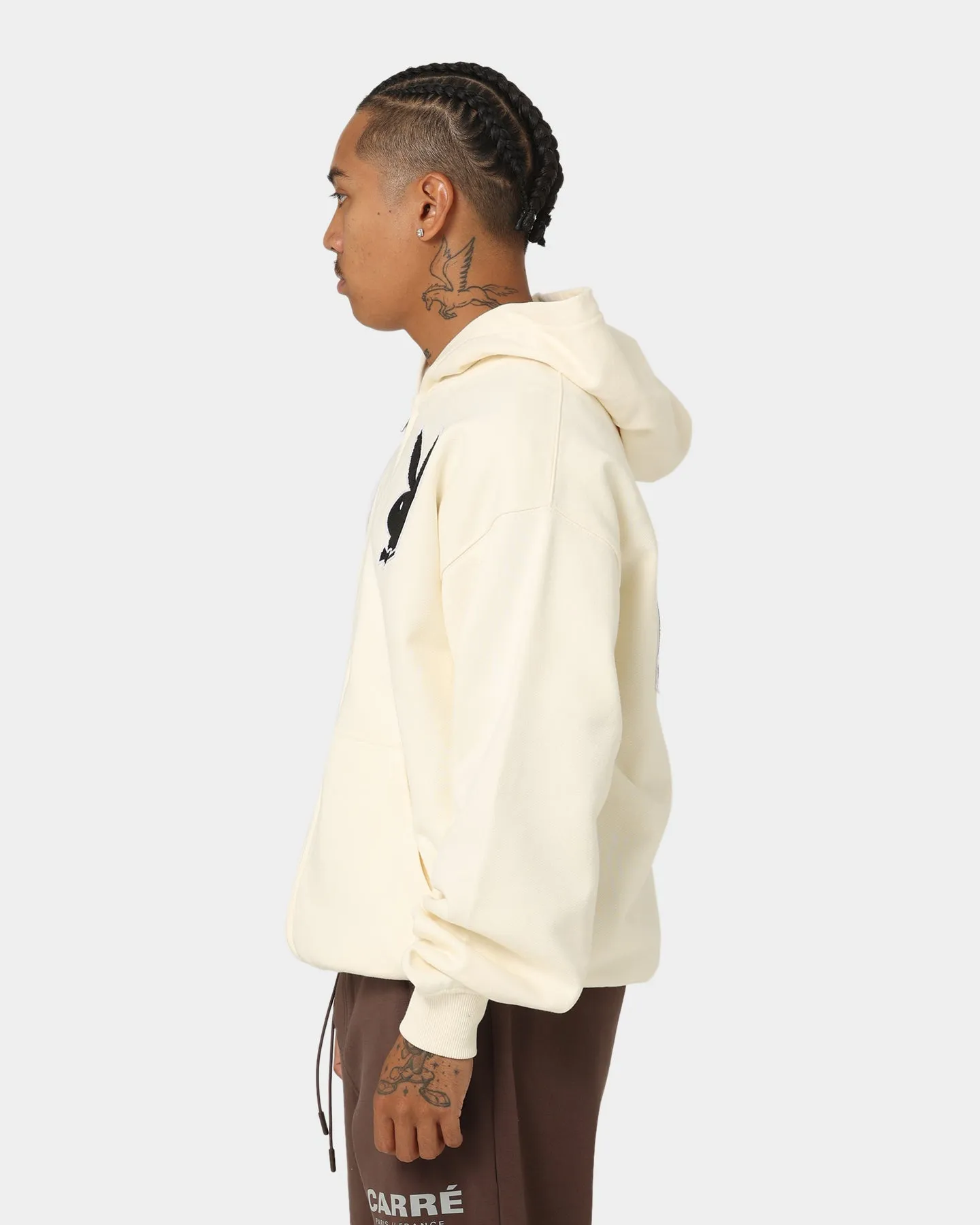 Playboy By CK Full Zip Varsity Hoodie Off White