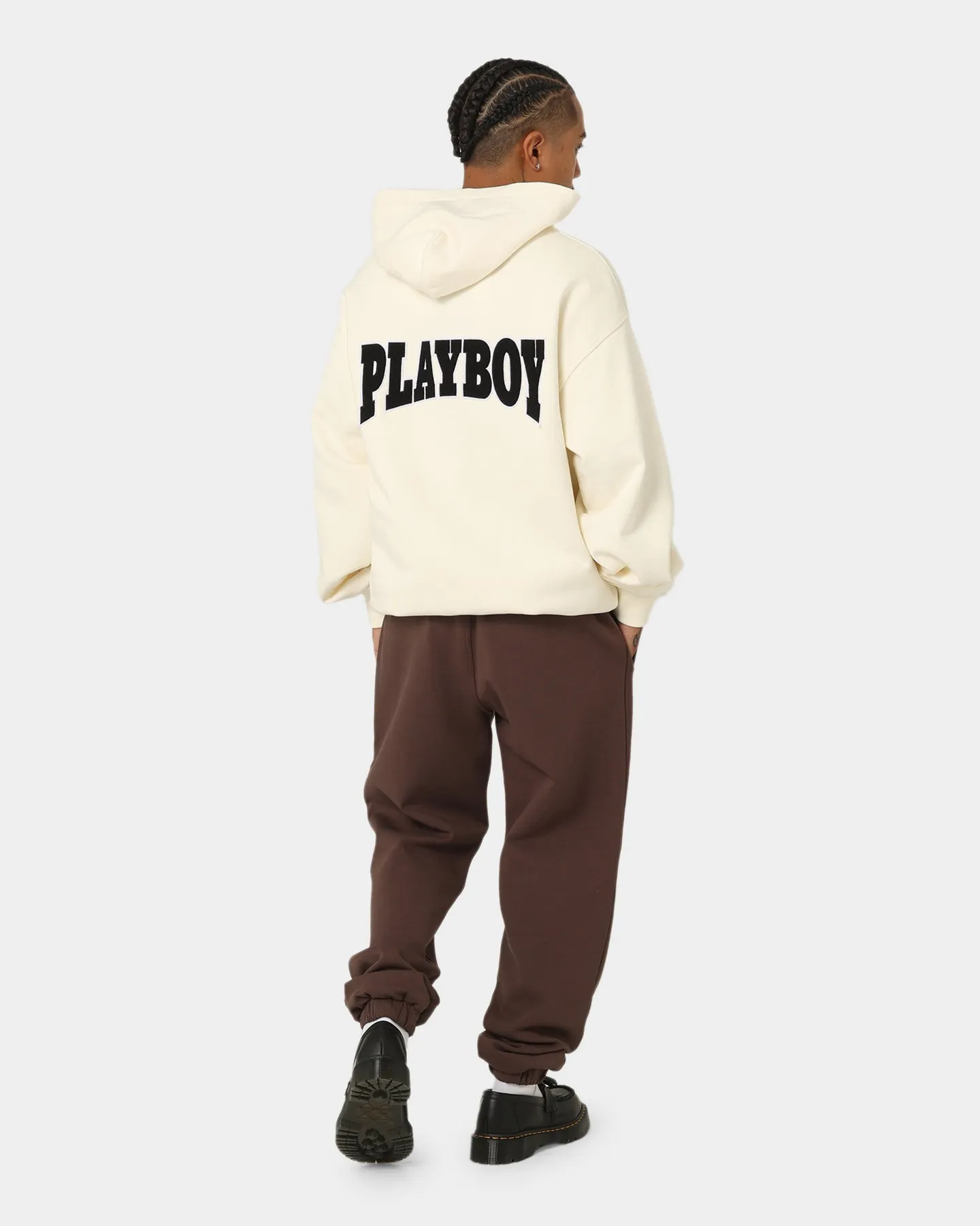 Playboy By CK Full Zip Varsity Hoodie Off White