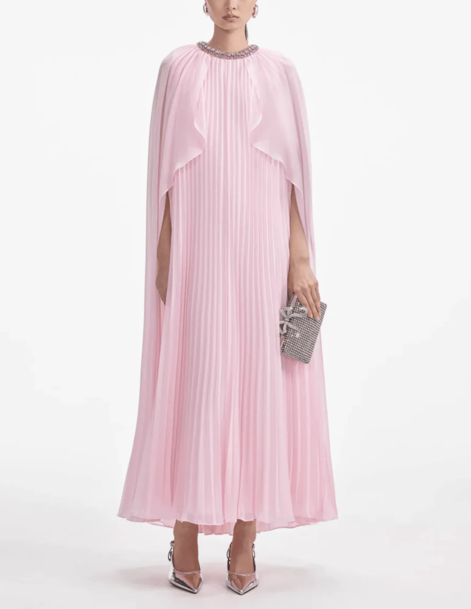 PRE-ORDER-Self-Portrait Chiffon Cape Midi Dress