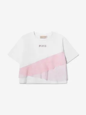 Pucci Girls Ruffle Detail Logo T-Shirt