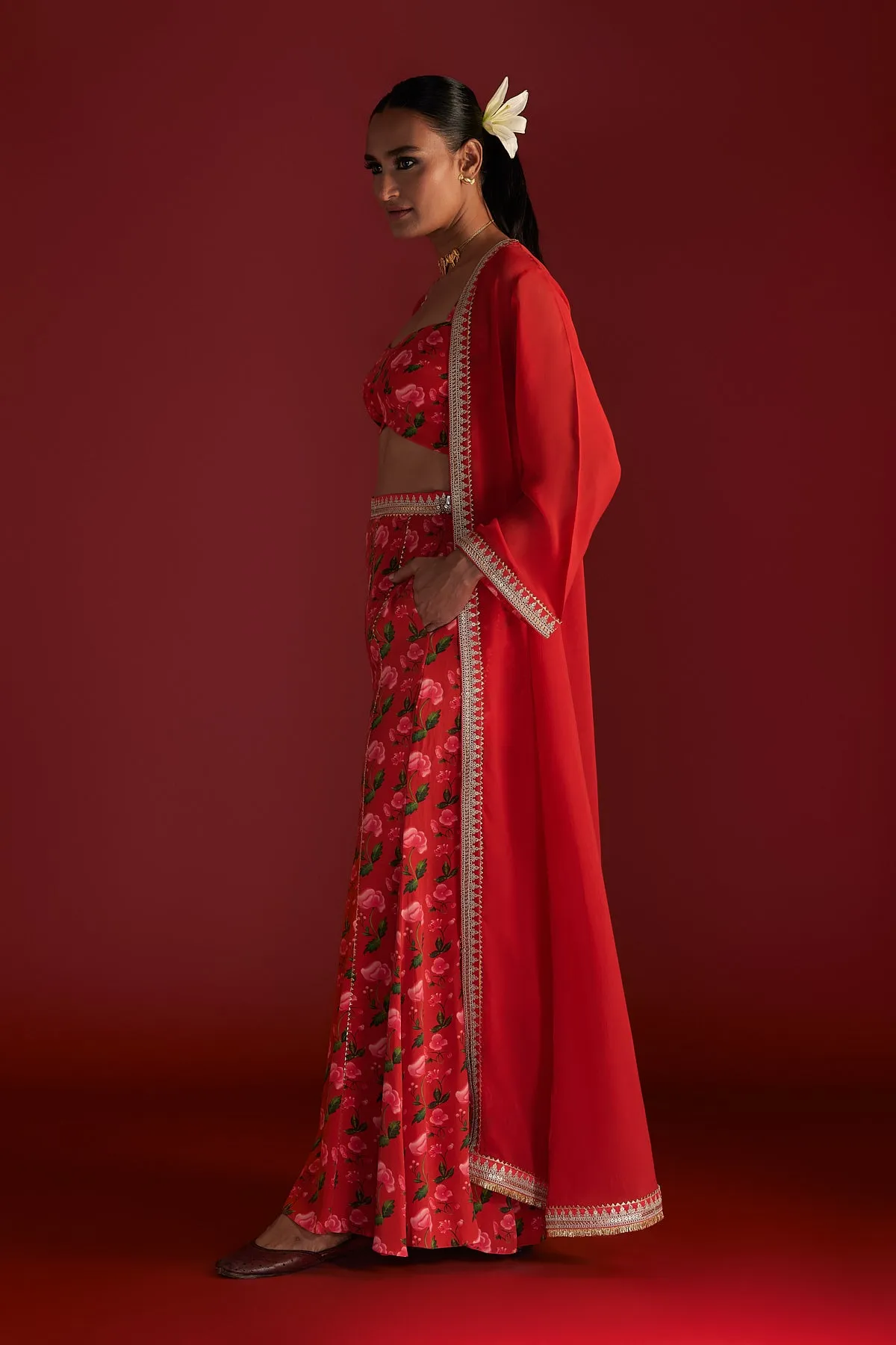 Red Rain Lily  Cape Set