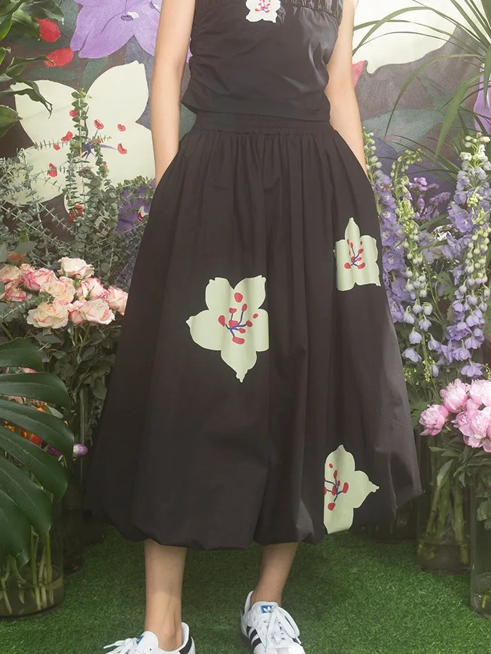 Retro Flower Girly Fluffily Long-Skirt