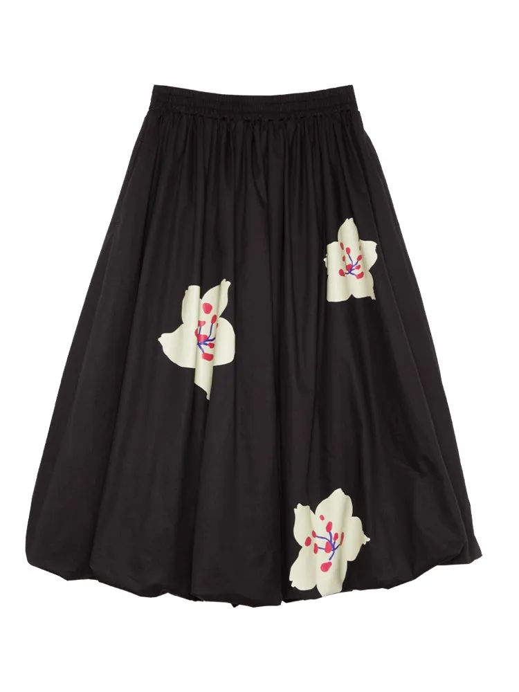 Retro Flower Girly Fluffily Long-Skirt