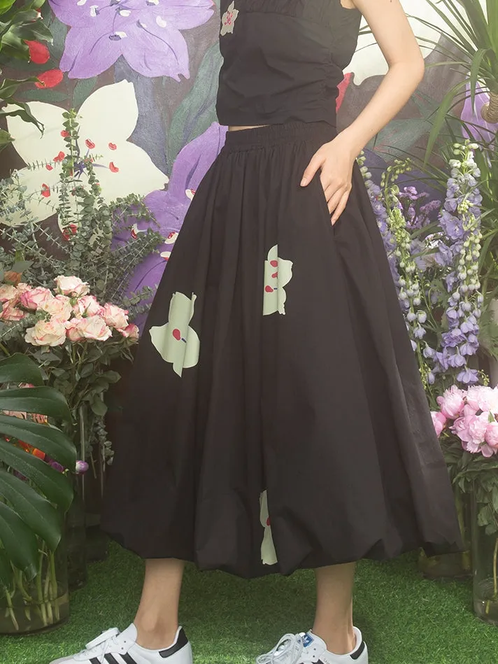 Retro Flower Girly Fluffily Long-Skirt