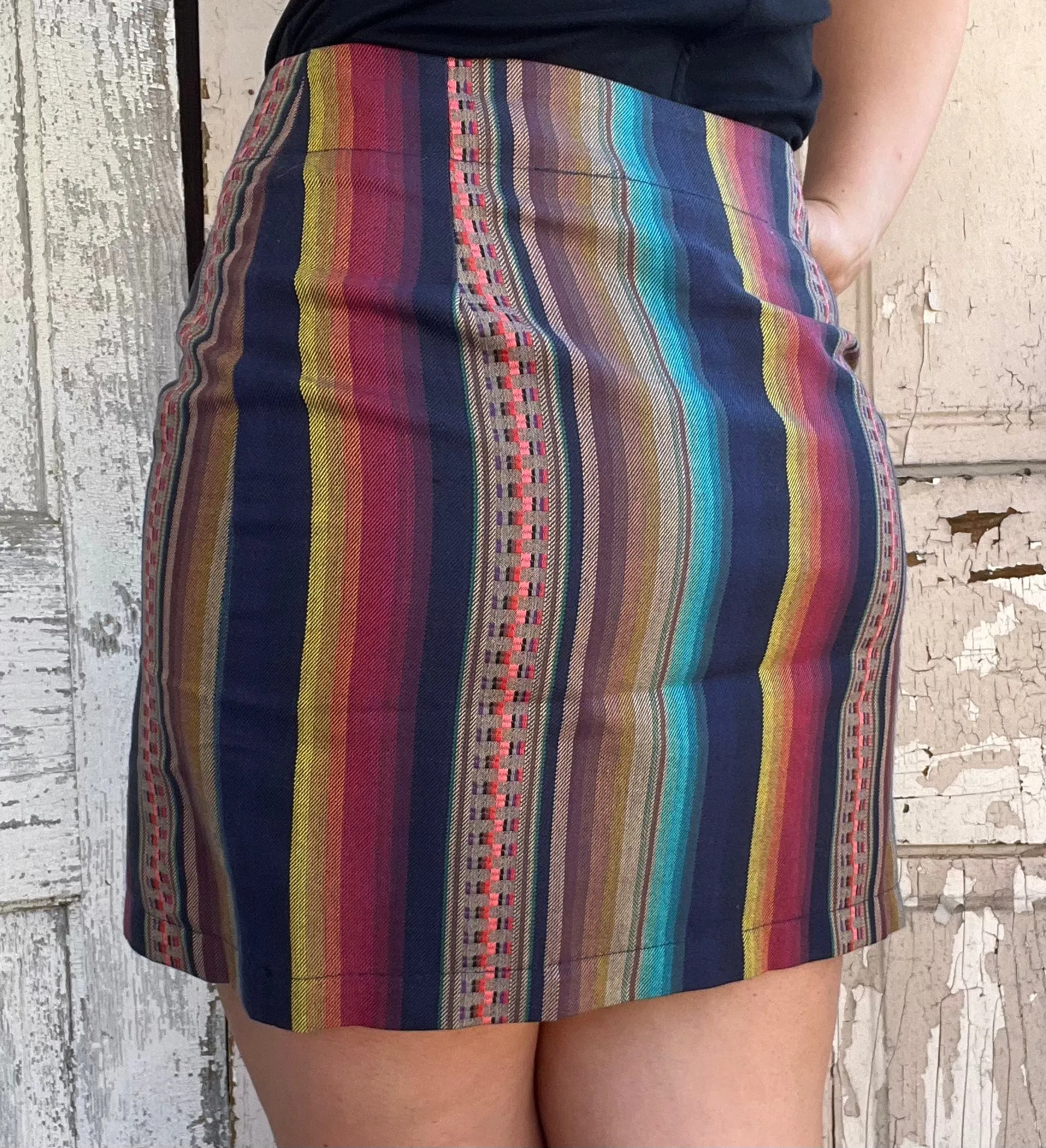 Rhonda Stark Women's Navy Serape 4-Button Skirt 501-SN