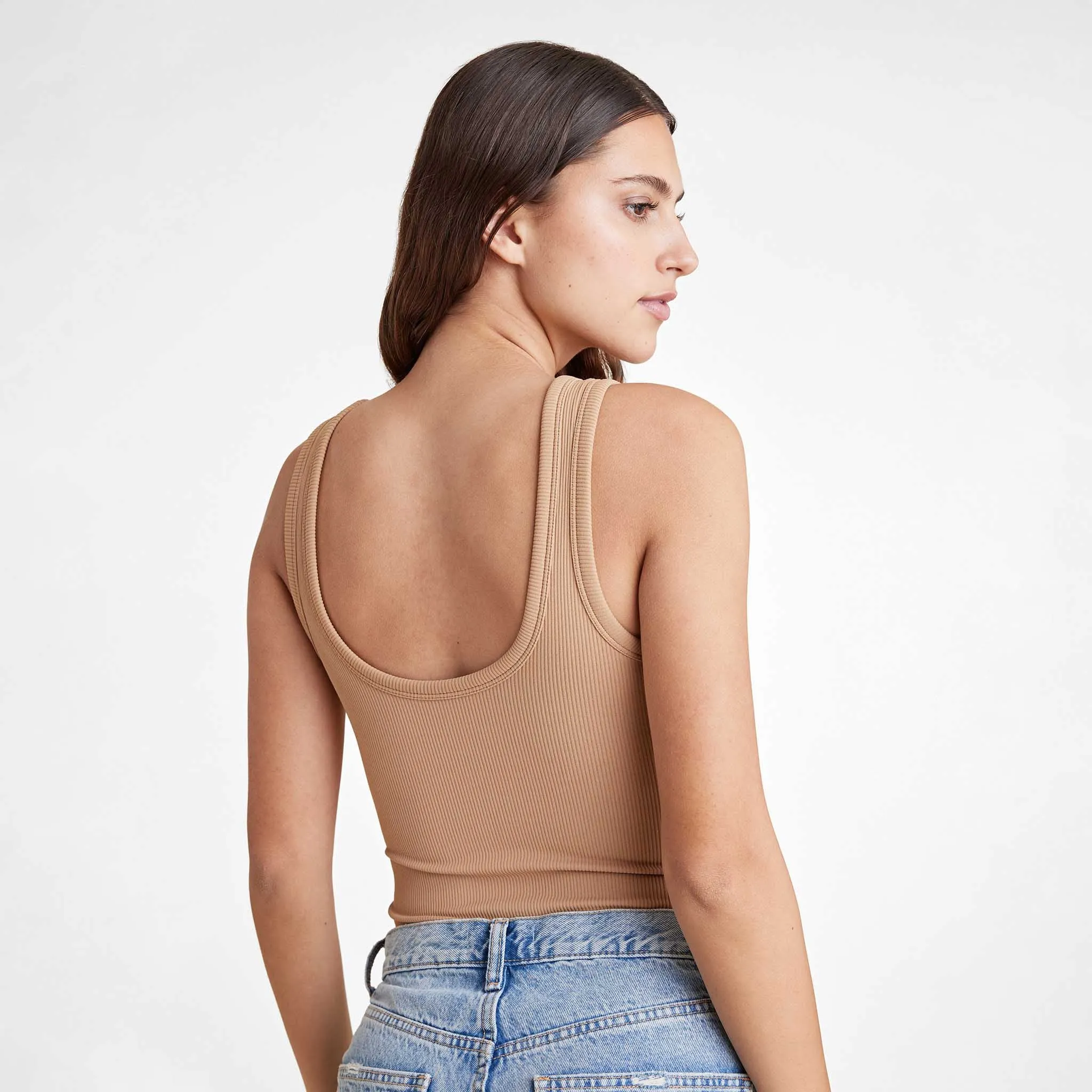 Ribbed Scoop Tank Bodysuit | Cinnamon