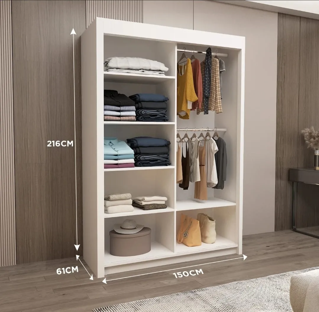 Ringo Sliding Mirror Wardrobe - Versatile and Modern Storage Solution