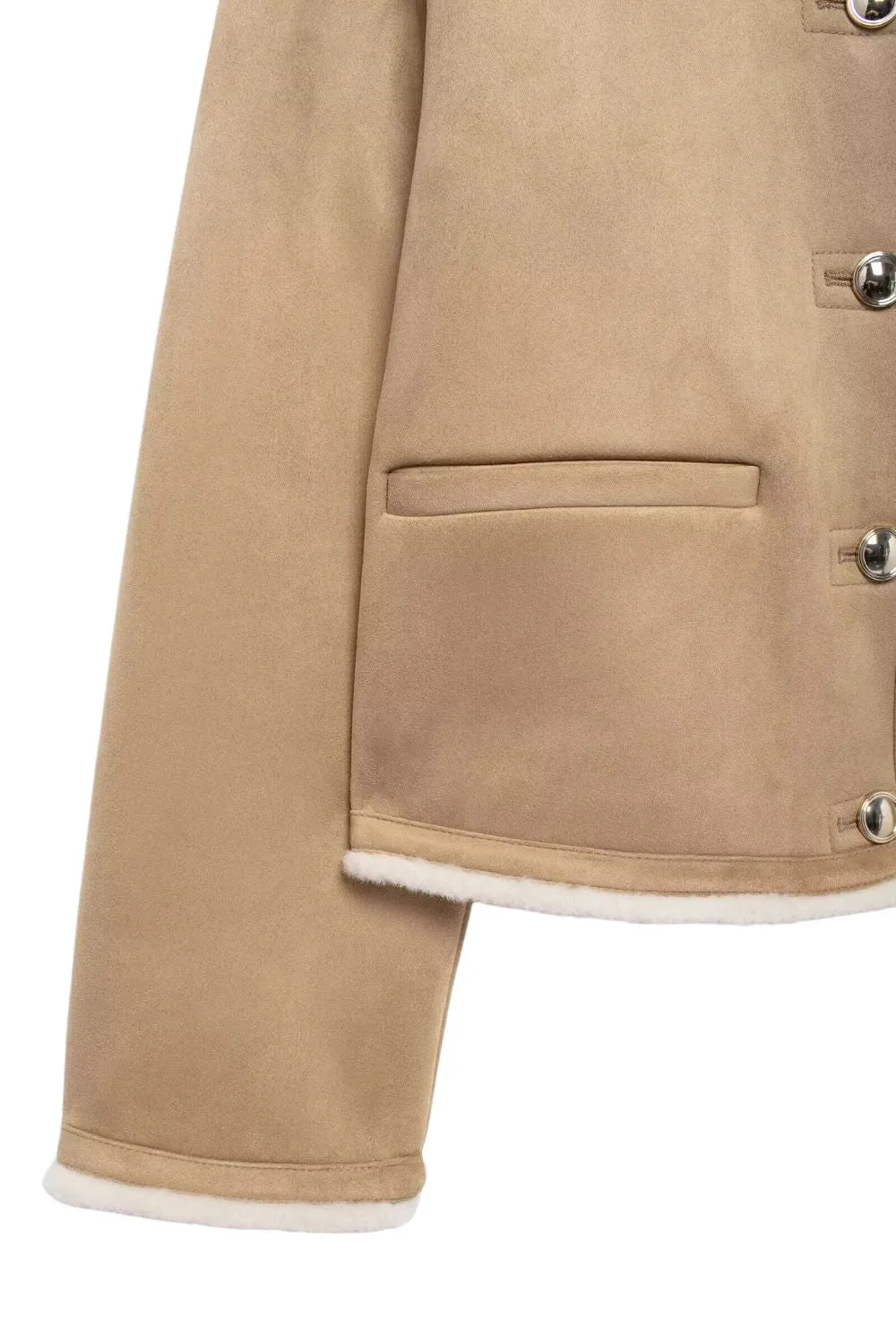 'Ruby' Gold-Buttoned Double-Sided Jacket Coat