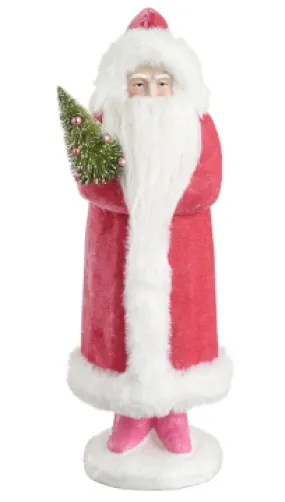 Santa w/ Tree Pink & White 14.5"