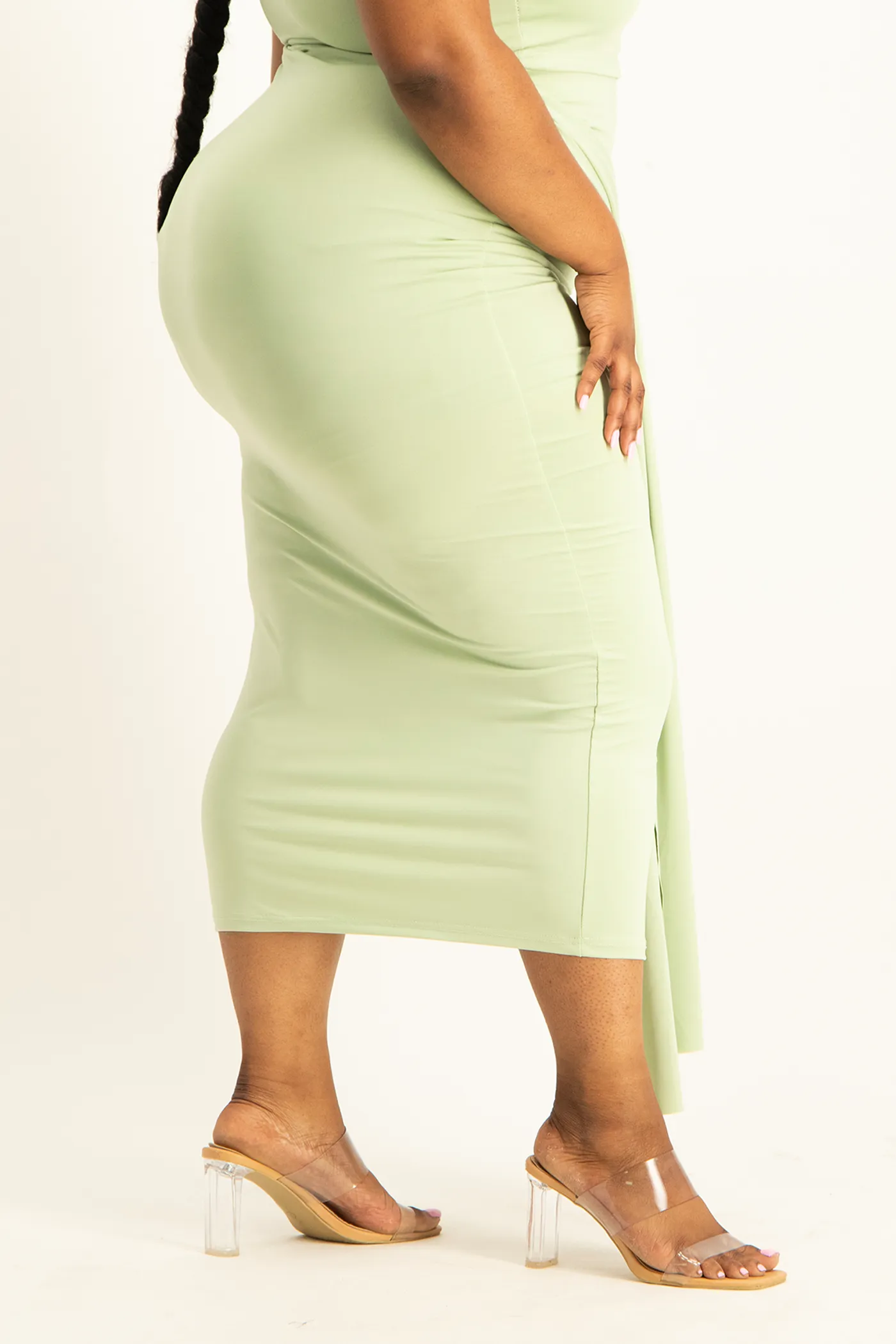 Savannah Wrap Tie Detail Skirt - Smoke Green