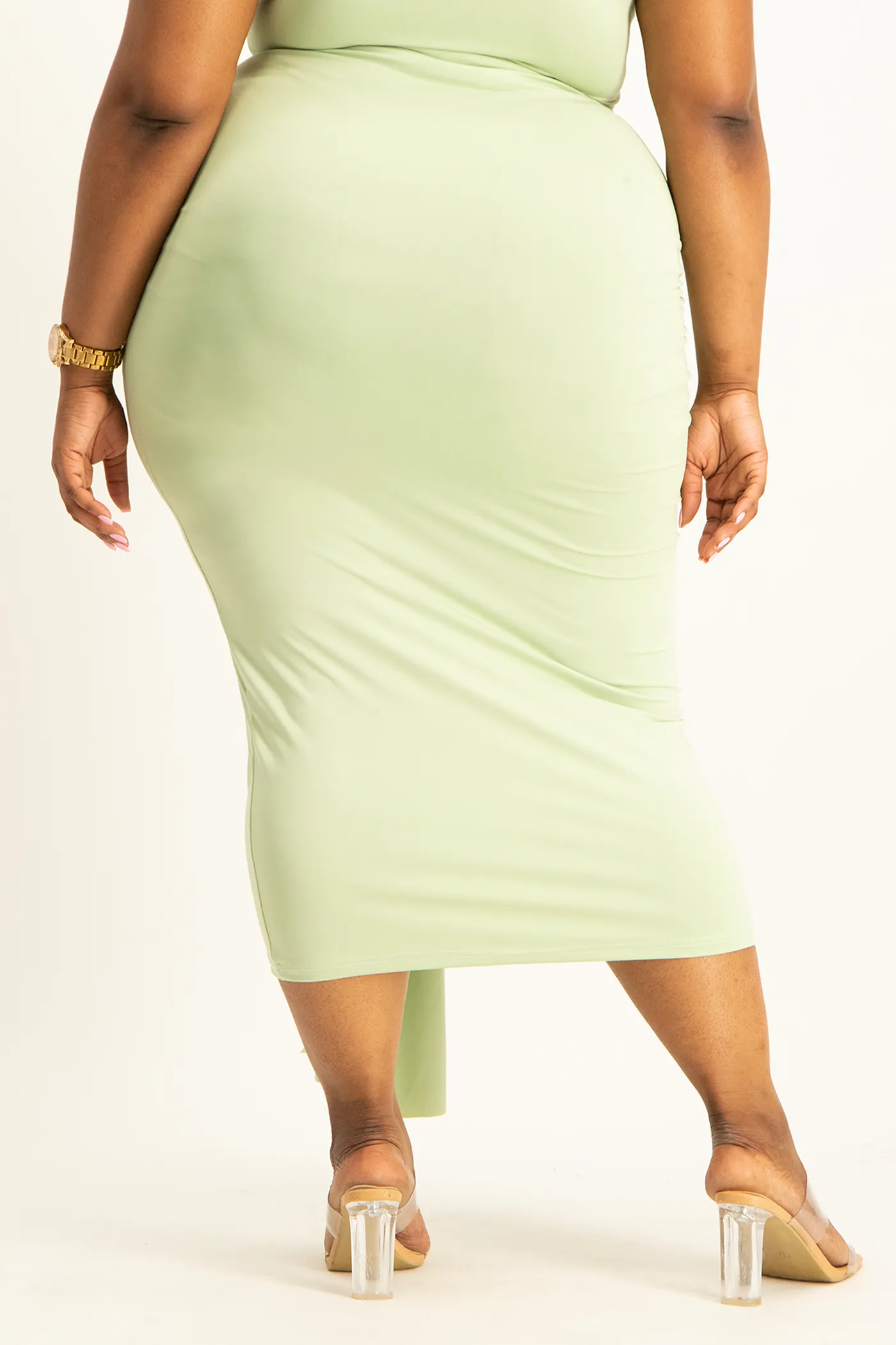 Savannah Wrap Tie Detail Skirt - Smoke Green