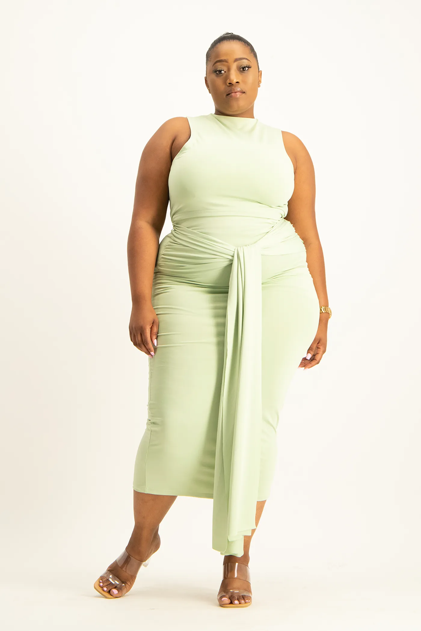 Savannah Wrap Tie Detail Skirt - Smoke Green