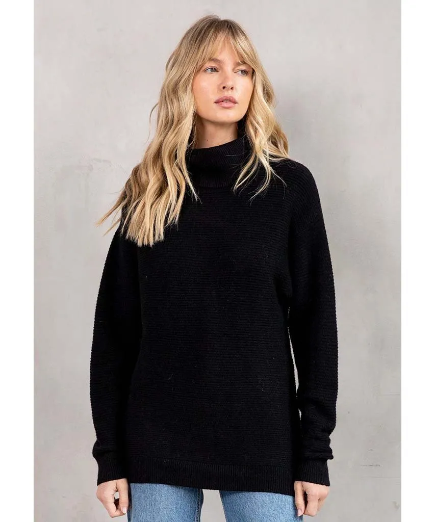 Seasons Slouchy Ribbed Turtleneck Black