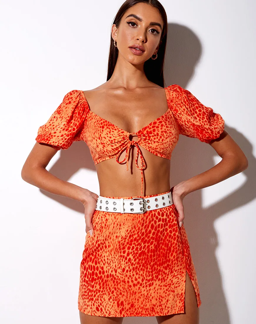 Sheny Mini Skirt in Gradient Cheetah Tangerine