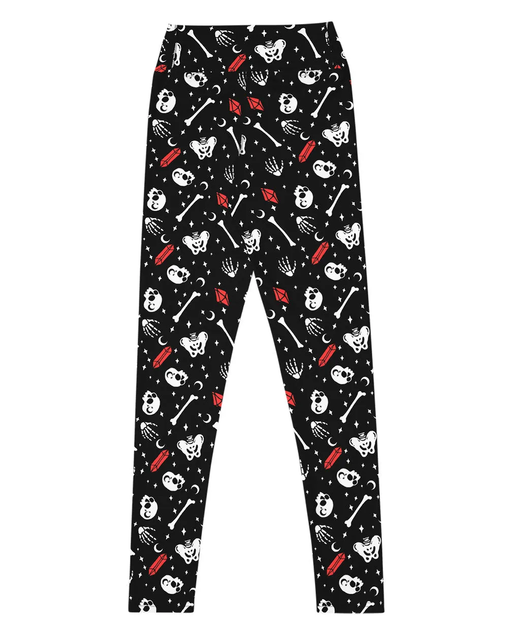 Skulls & Crystals Yoga Leggings - UPF 50  Protection Dark Academia Activewear Gothic Style Leisurewear Witchy