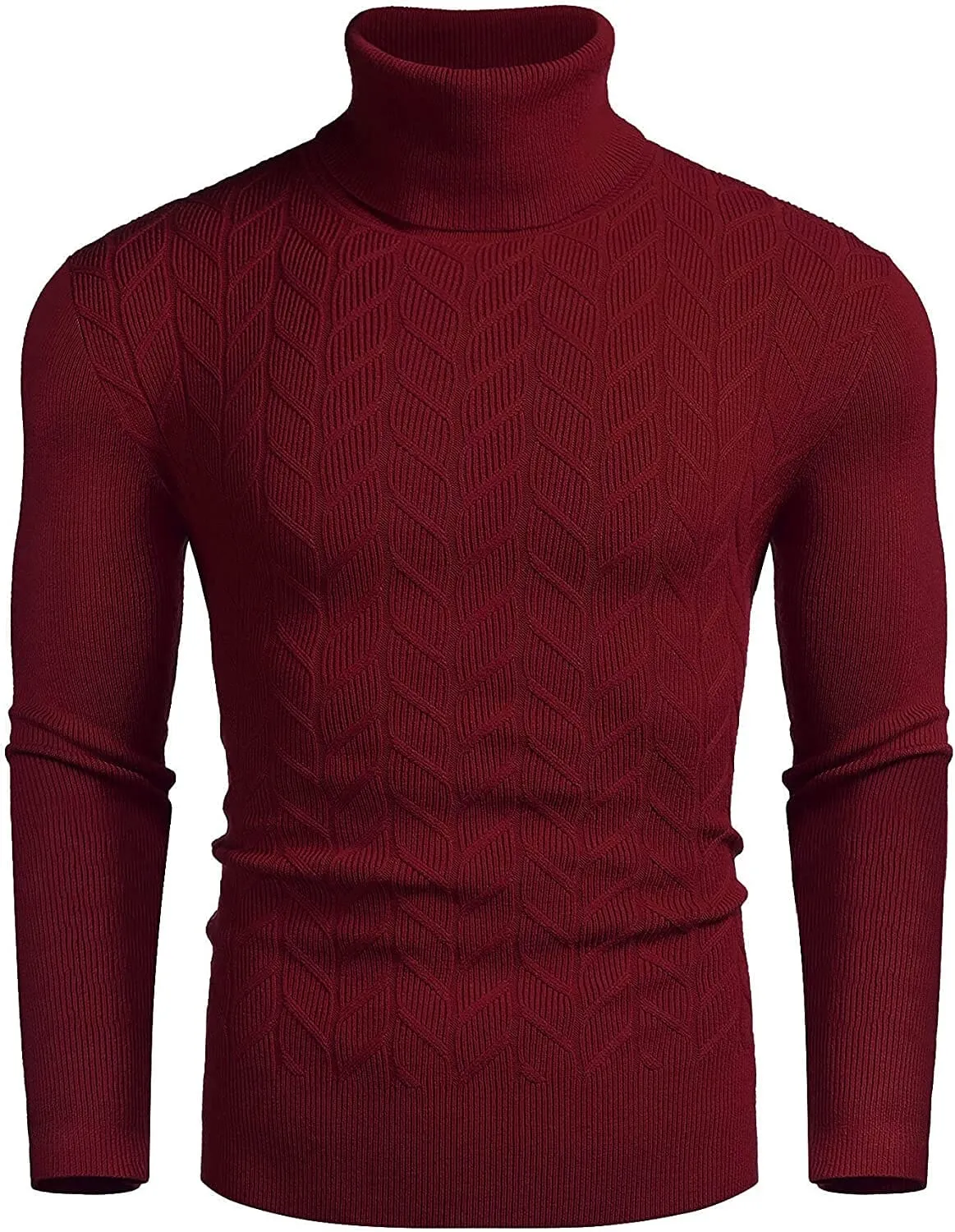 Slim Twist Pattern Turtleneck Knit Sweater (US Only)