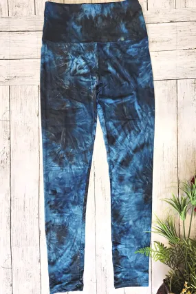 Smoky Blue Tie Dye Yoga Leggings