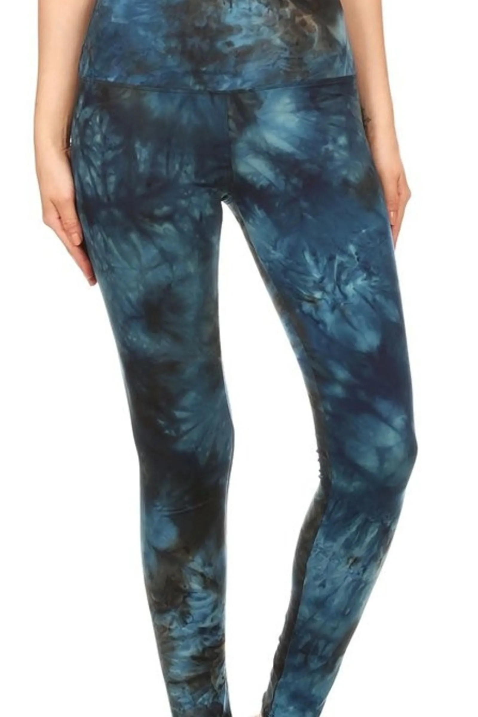 Smoky Blue Tie Dye Yoga Leggings