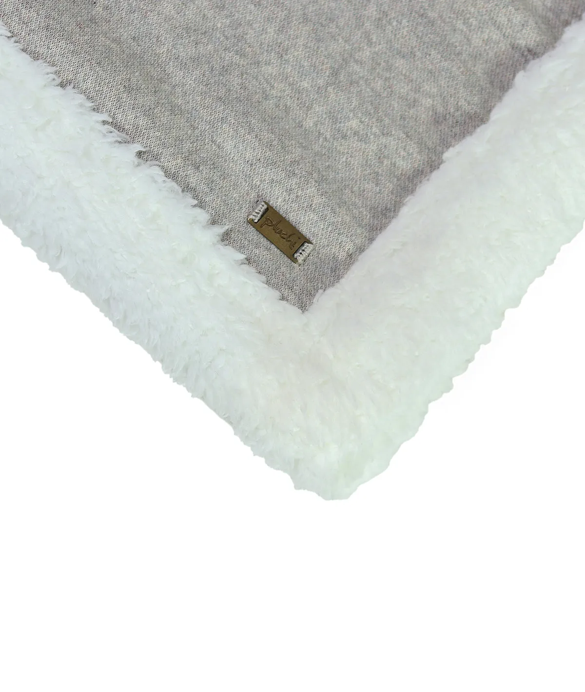 Snowman Sherpa Cotton Knitted Kids Blanket with Warm Sherpa Fabric (Vanilla Grey & Natural)