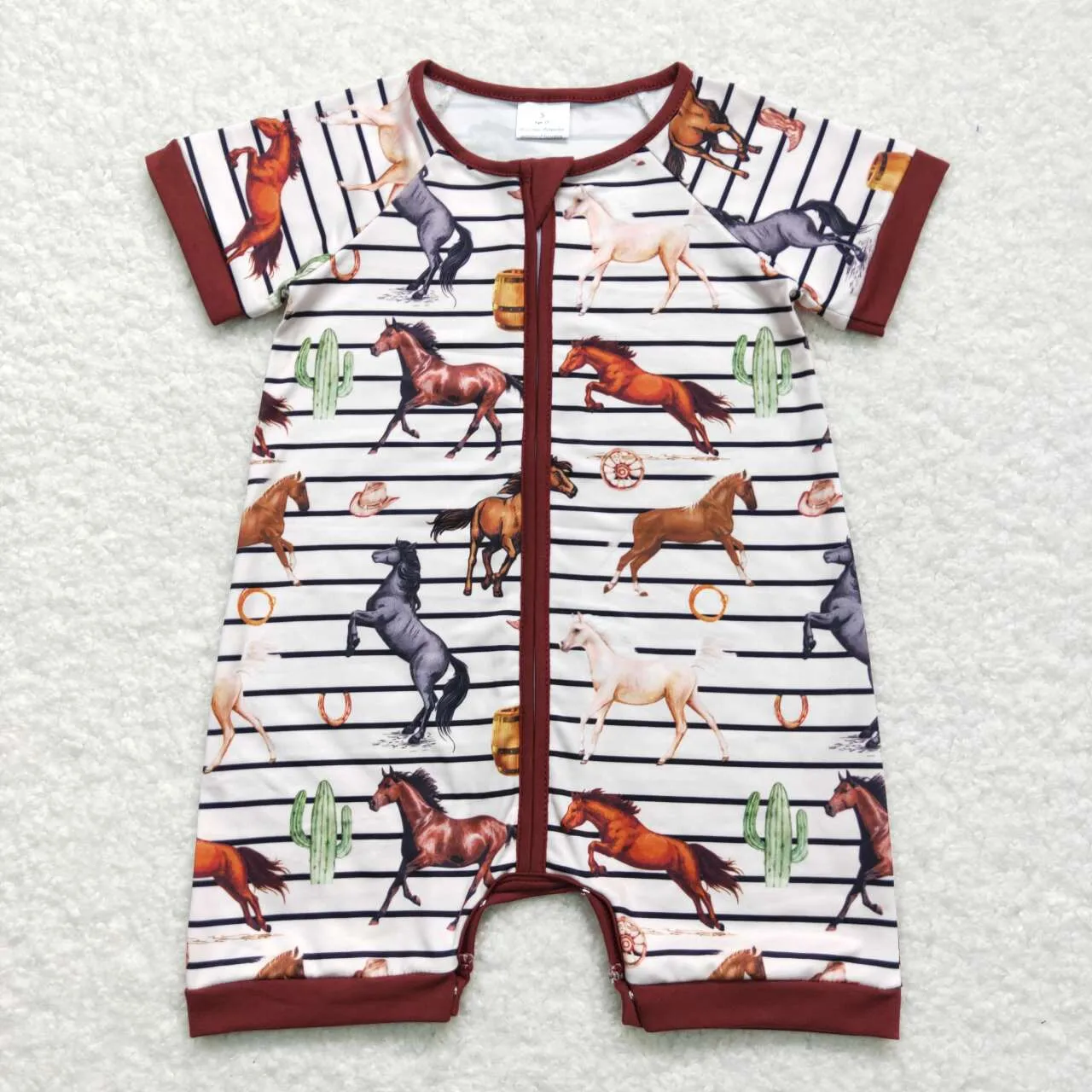 SR0823 baby boy clothes horse toddler summer clothes boy cowboy romper