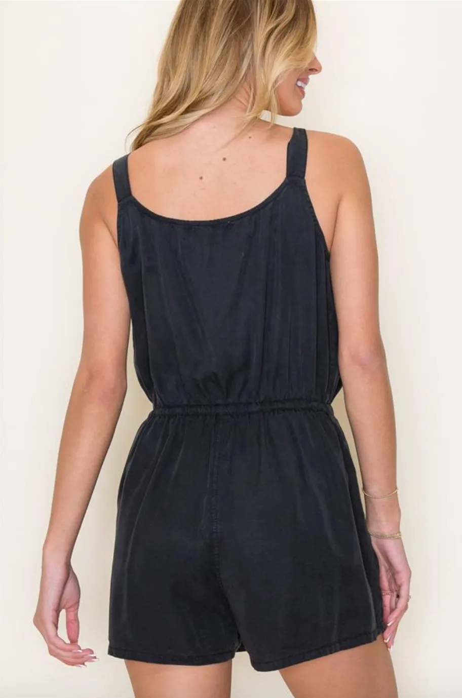 STC Henley Tank Romper-Charcoal