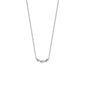 Sterling Silver Rhodium Plated Polki Diamond Necklace