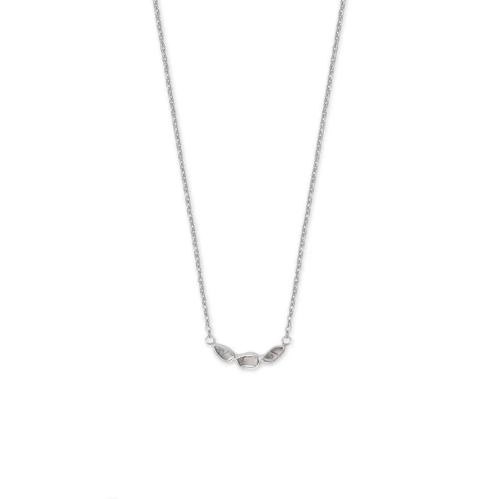 Sterling Silver Rhodium Plated Polki Diamond Necklace