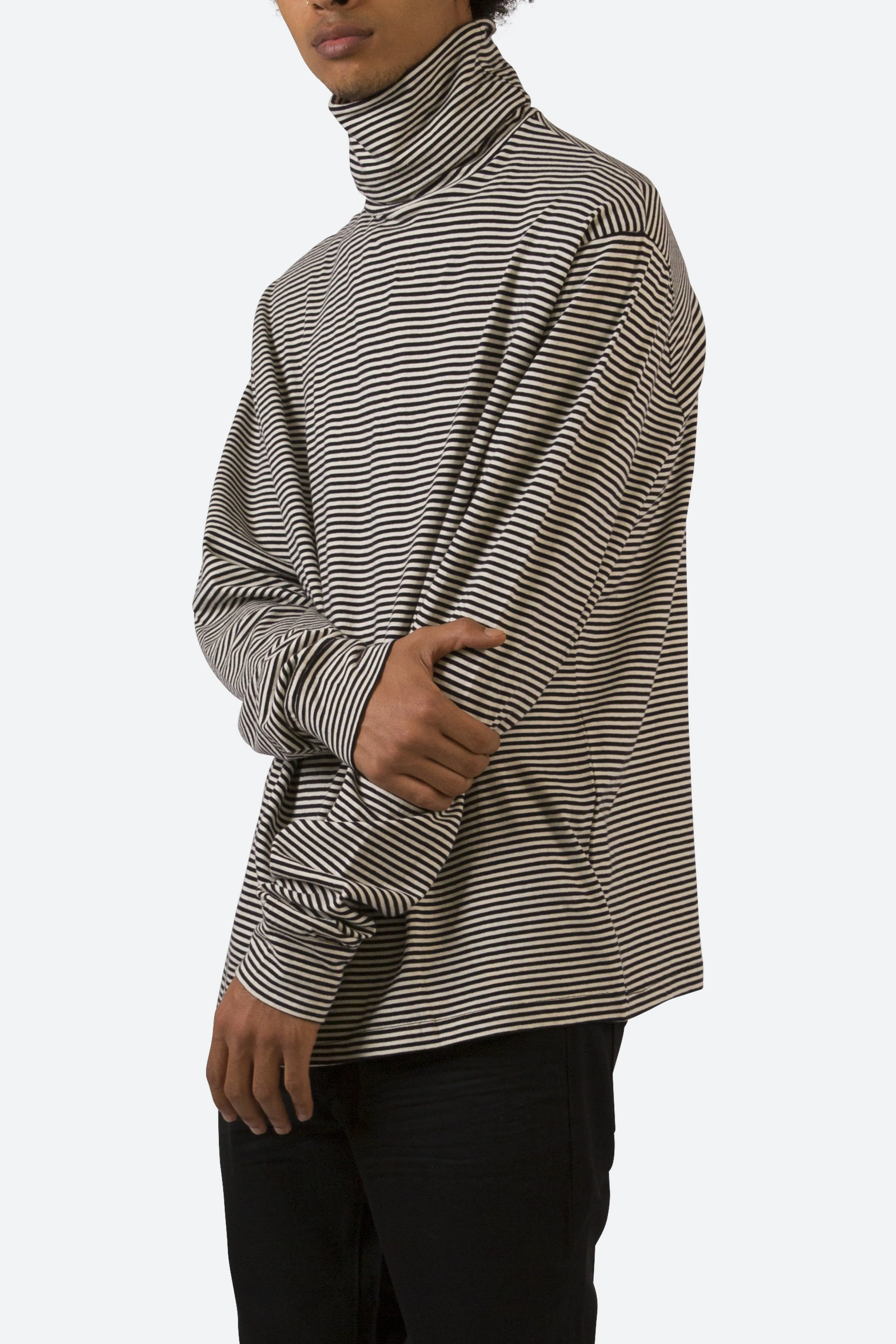 Striped Turtleneck L/S Tee - Black/White