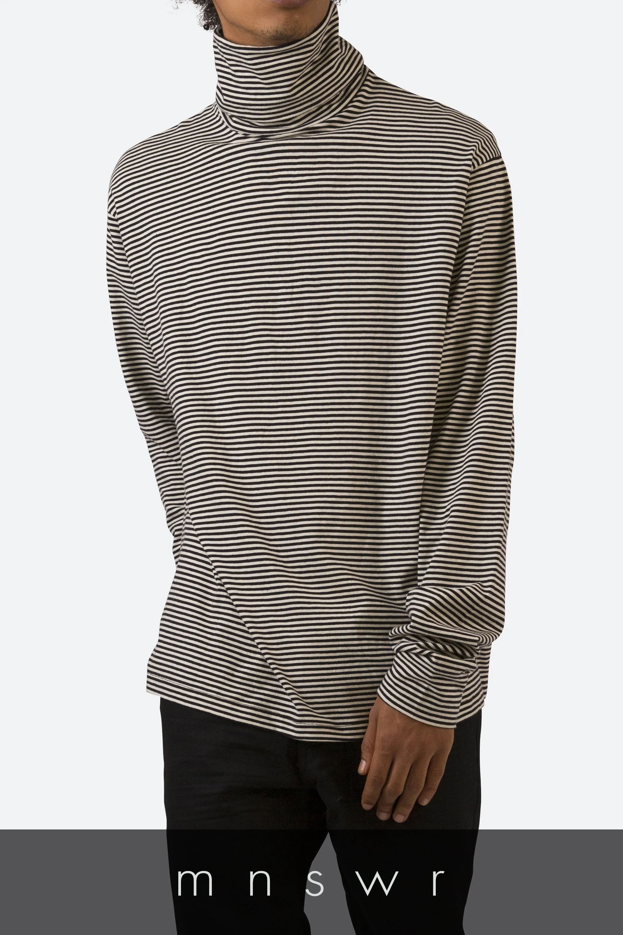 Striped Turtleneck L/S Tee - Black/White