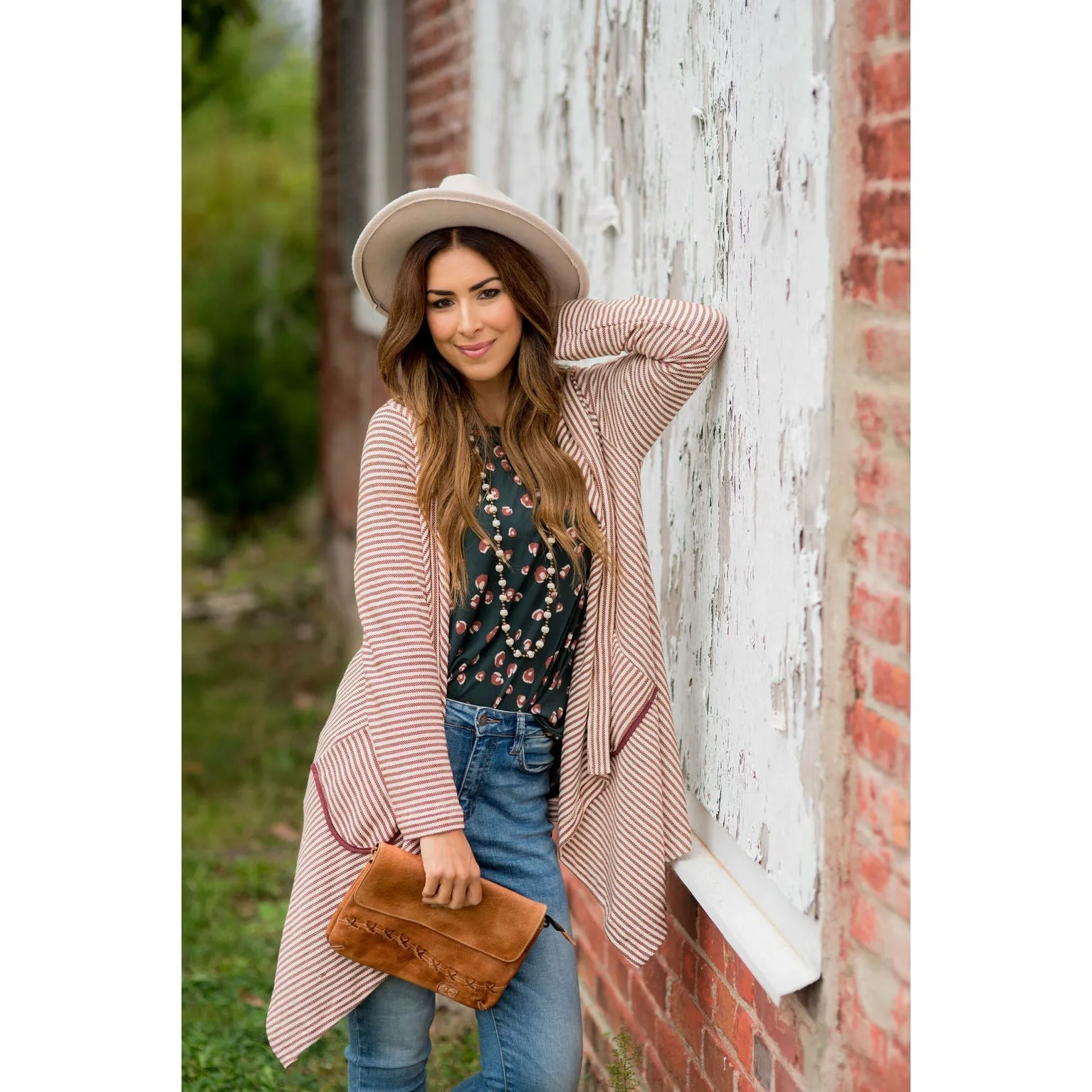 Striped Waterfall Cardigan