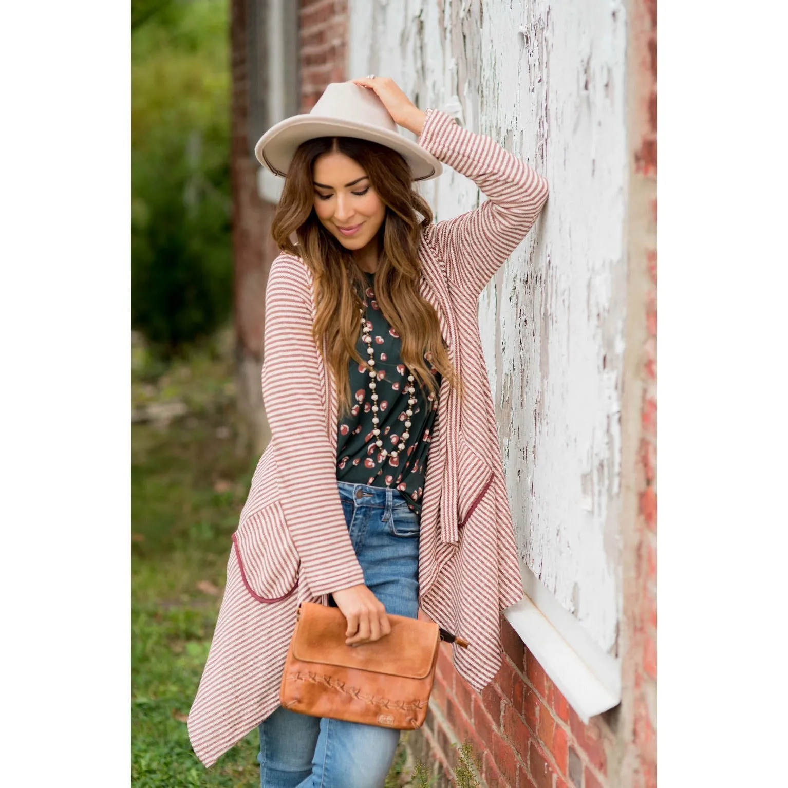 Striped Waterfall Cardigan