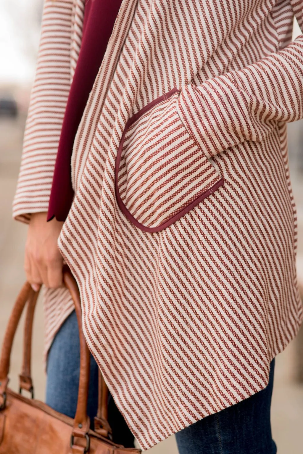 Striped Waterfall Cardigan