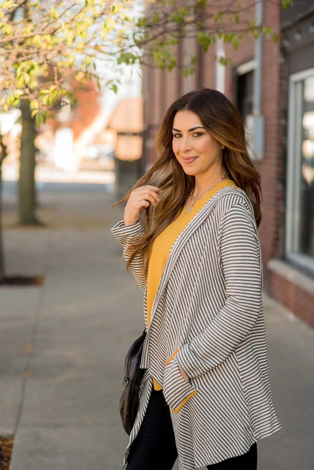 Striped Waterfall Cardigan