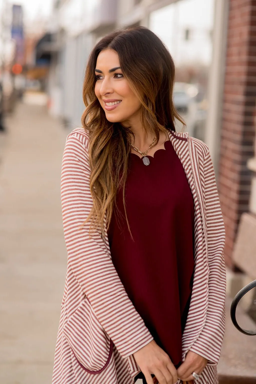 Striped Waterfall Cardigan