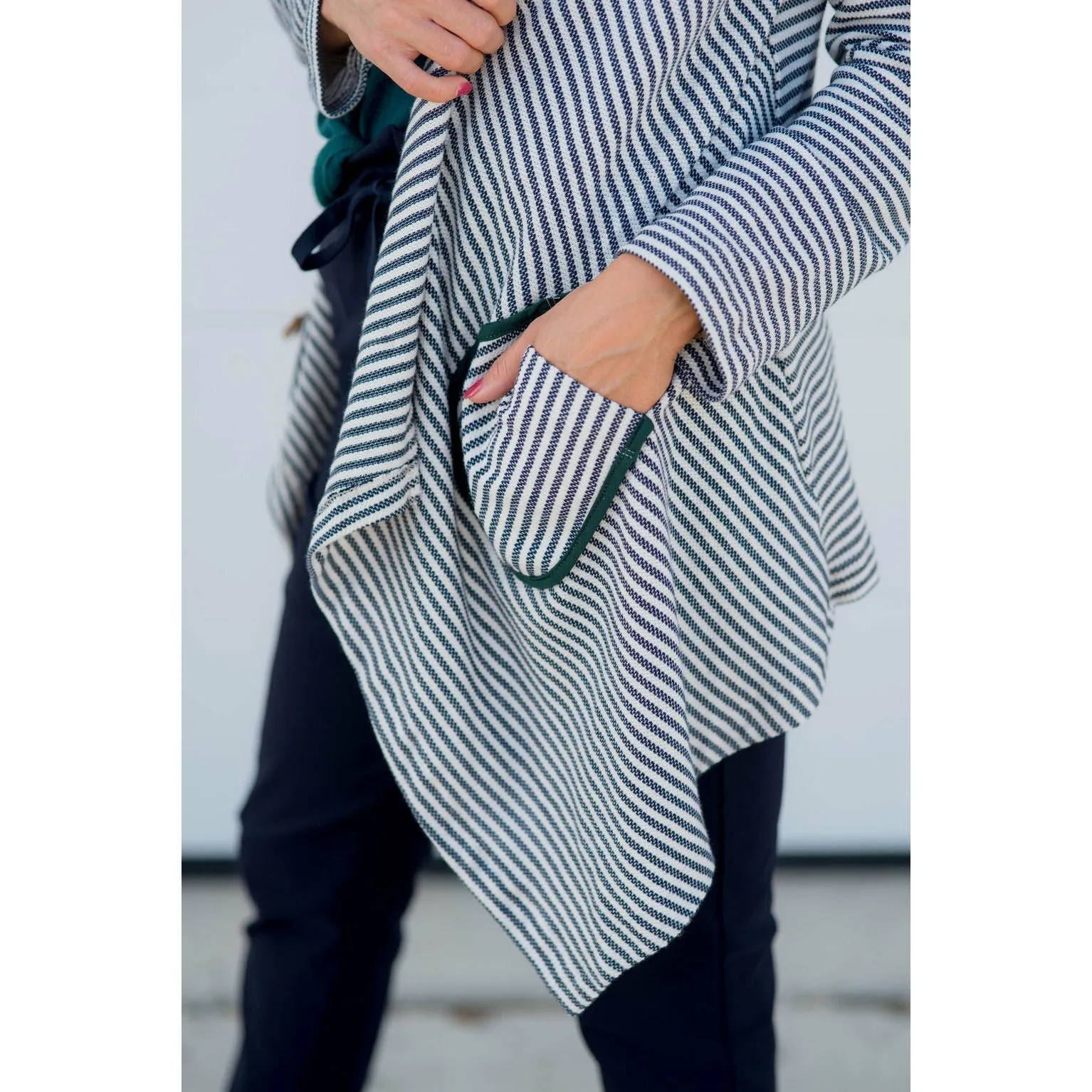 Striped Waterfall Cardigan