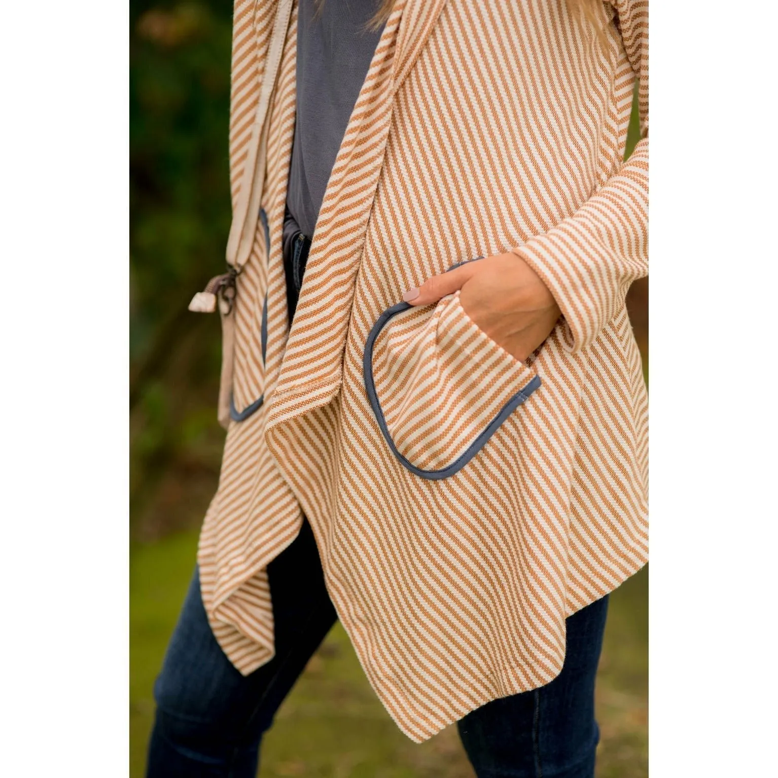 Striped Waterfall Cardigan