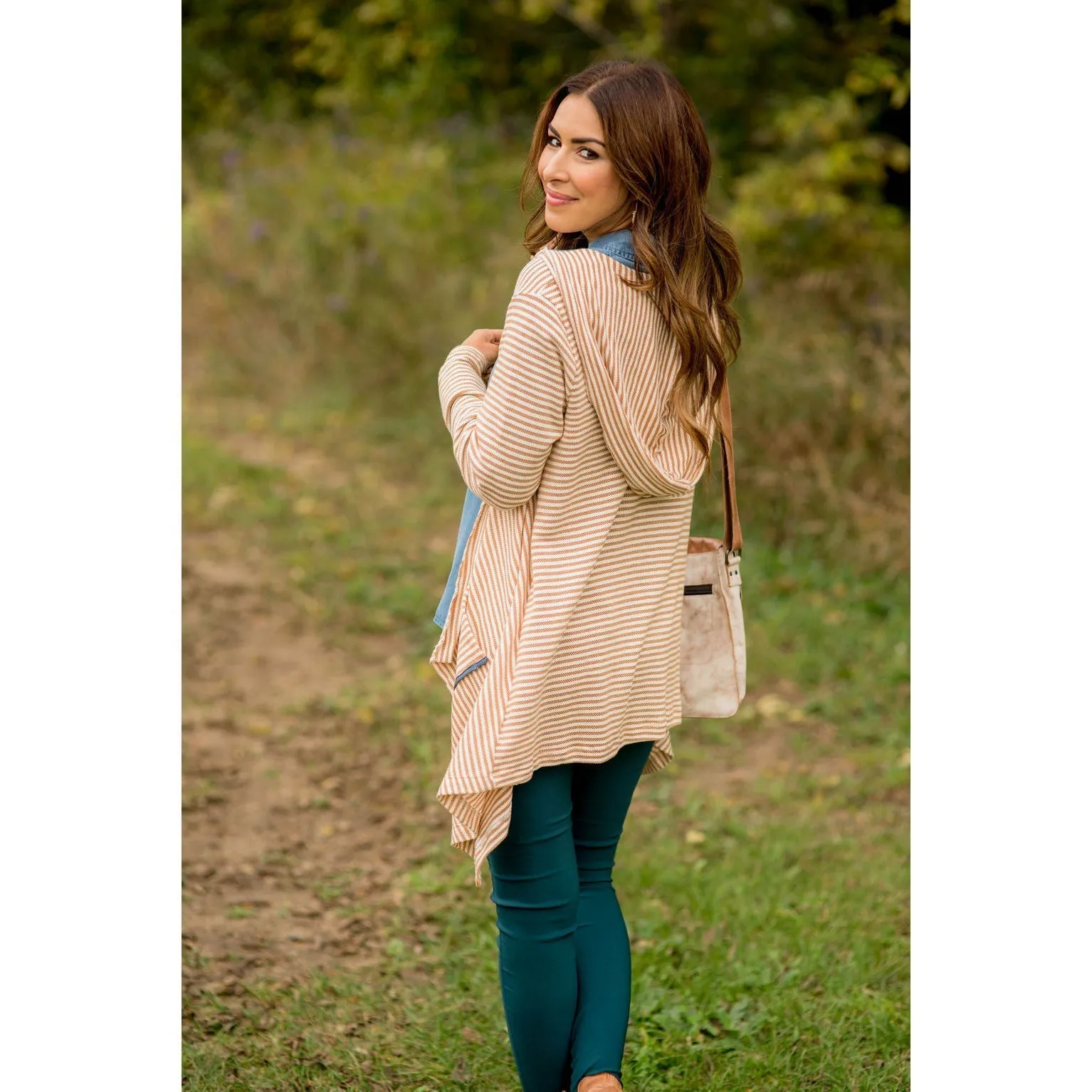 Striped Waterfall Cardigan