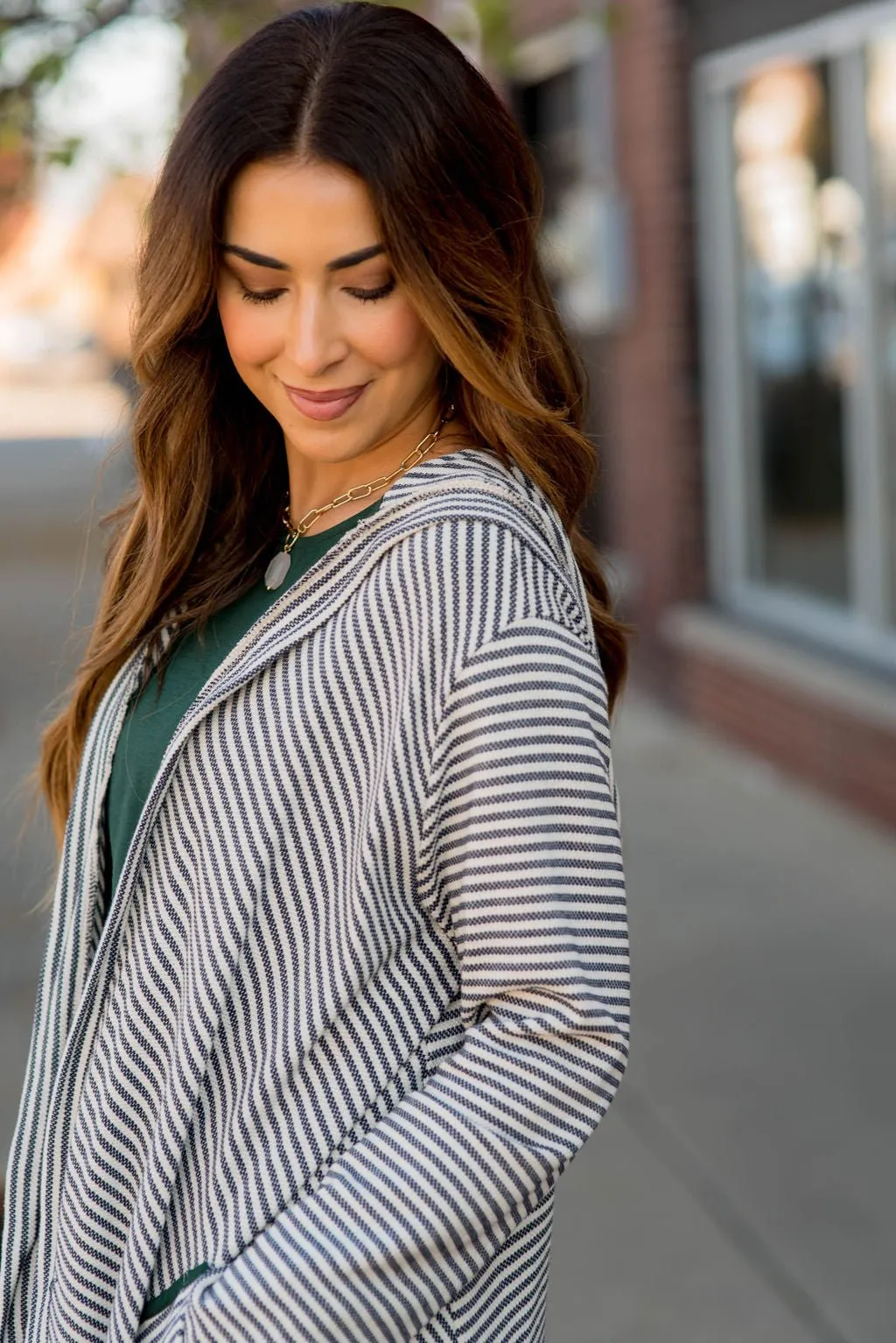 Striped Waterfall Cardigan